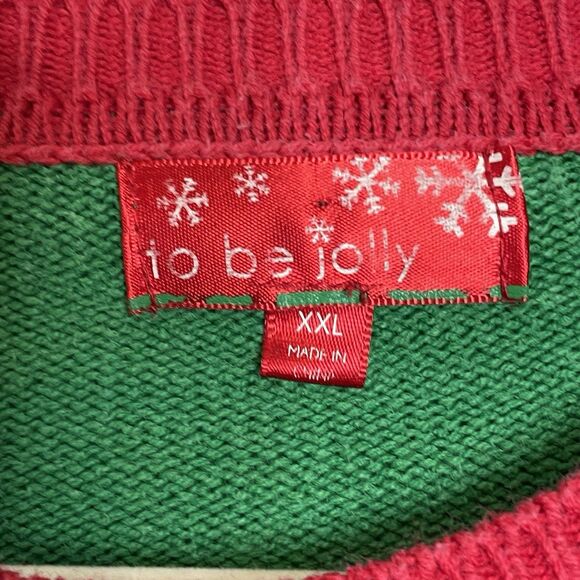 To Be Jolly Christmas Elf Women XXL Graphic Crew Neck Ugly Sweater Holiday Santa - Picture 2 of 3